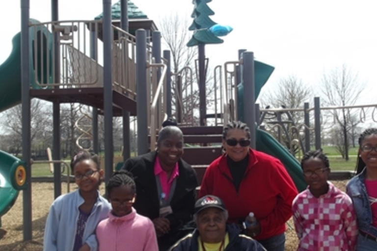 Group photo at a playground.