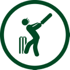Cricket player hitting a ball.
