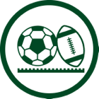 Soccer ball and football on a field.
