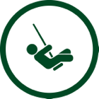 Child swinging on a swingset.
